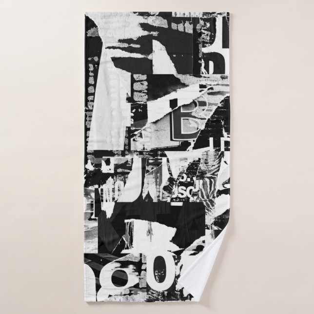 Torn street advertisement posters collage backgrou bath towel (Bath Towel)