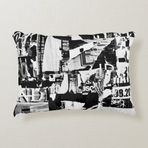 Torn street advertisement posters collage backgrou decorative cushion
