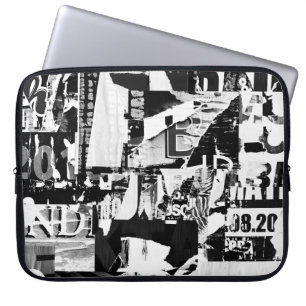 Torn street advertisement posters collage backgrou laptop sleeve