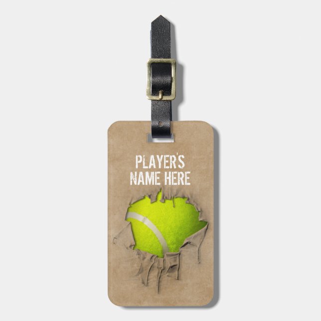Torn Tennis (Personalised) Luggage Tag (Front Vertical)