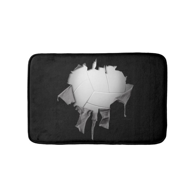 Torn Volleyball Black Bath Mat (Front)