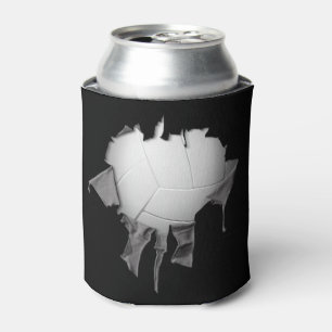 Torn Volleyball Black Can Cooler