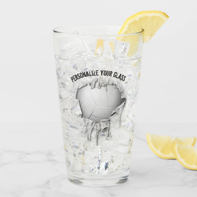 Torn Volleyball (Personalised) Glass (Back Ice)