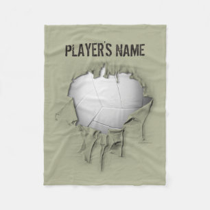 Torn Volleyball Personalised White Fleece Blanket