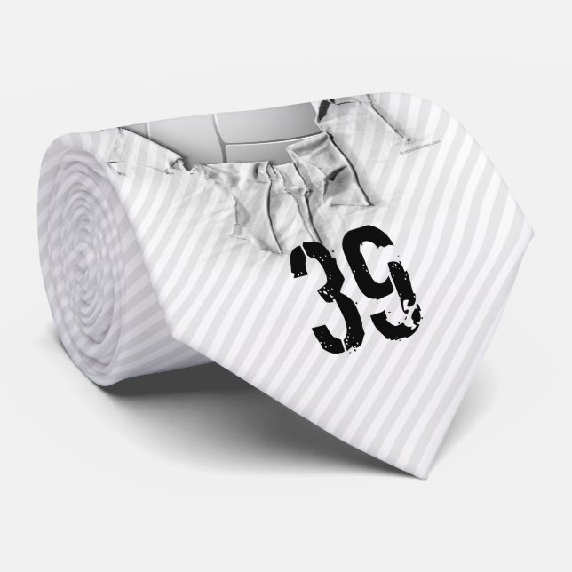 Torn Volleyball (personalised) White Neck Tie (Rolled)