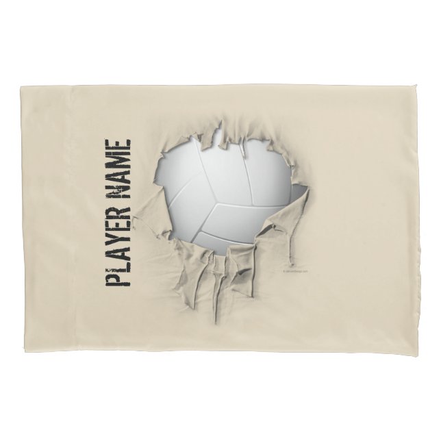 Torn Volleyball Personalised White Pillowcase (Front)