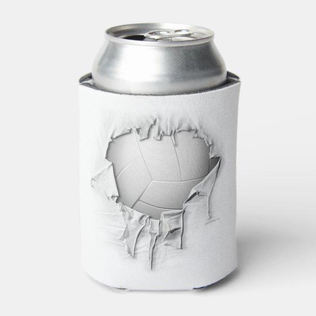 Torn Volleyball White Can Cooler (Can Front)