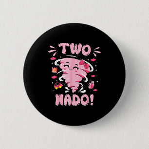 Tornado 2 Year Old Girl Birthday Two Nado 2nd Bday 6 Cm Round Badge