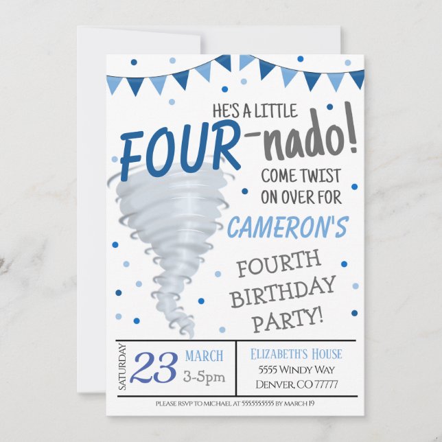 Tornado Birthday Party Invitation (Front)