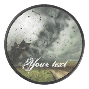 Tornado destroying house storm meteorology hockey puck