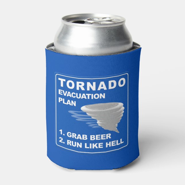 Tornado Evacuation Plan Can Cooler (Can Front)