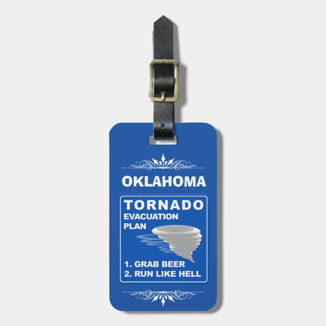 Tornado Evacuation Plan ;-) Luggage Tag (Front Vertical)