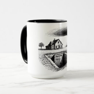 Tornado House Cellar with Cross Mug