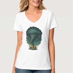 Tornado Storm Illustration Powerful Lightning T-Shirt