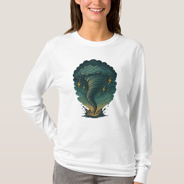 Tornado Storm Illustration | Powerful Lightning  T-Shirt (Front)
