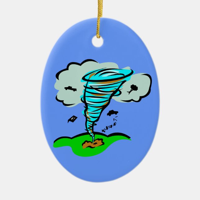 Tornado Twister Storm Chaser Flying Objects Ceramic Tree Decoration (Front)
