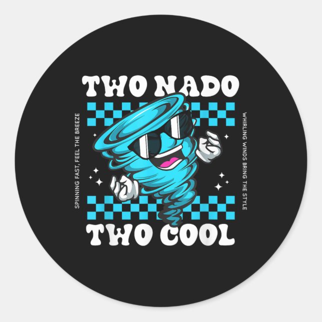 Tornado Two Year Old Boy Birthday Two-nado 2nd Bda Classic Round Sticker (Front)