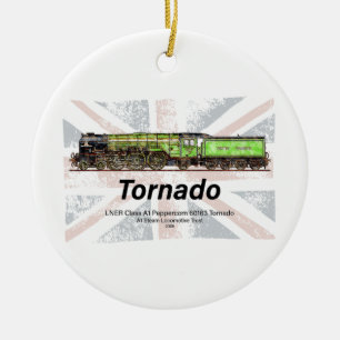 Tornado Vintage Steam Train English Locomotive Ceramic Tree Decoration