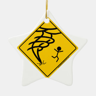 Tornado Warning Sign Ceramic Tree Decoration