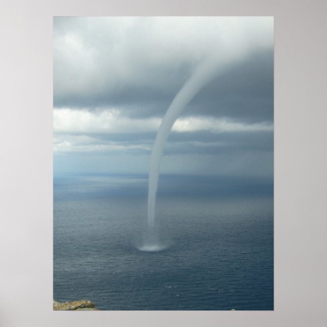 Tornado Waterspout Over Water Poster (Front)