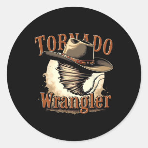 Tornado Wrangler Cowboy Wrangler Women Men Kid Classic Round Sticker