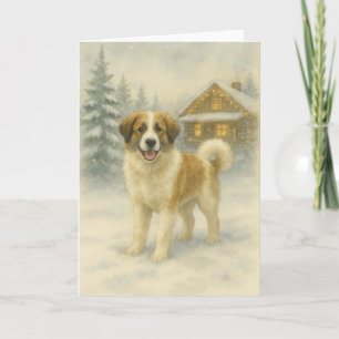 Tornjak Holiday Glow – Watercolor Winter Card