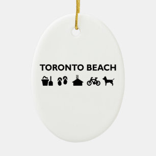 Toronto Beach Icons Monotone Black Ceramic Tree Decoration