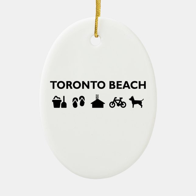 Toronto Beach Icons Monotone Black Ceramic Tree Decoration (Front)