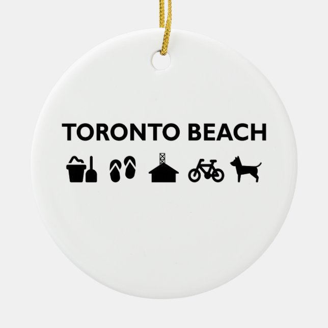Toronto Beach Icons Monotone Black Ceramic Tree Decoration (Front)