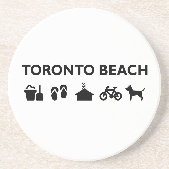 Toronto Beach Icons Monotone Black Coaster (Front)