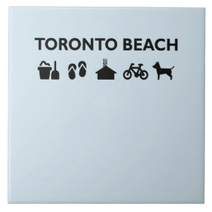 Toronto Beach Icons Monotone Black Tile