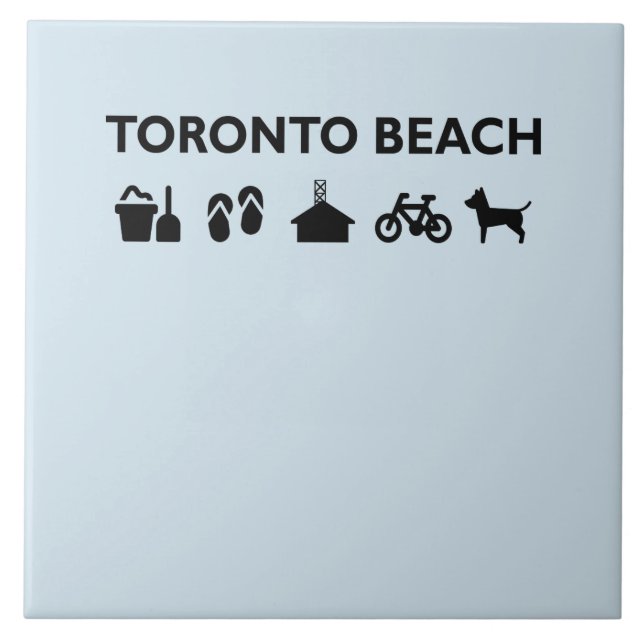 Toronto Beach Icons Monotone Black Tile (Front)