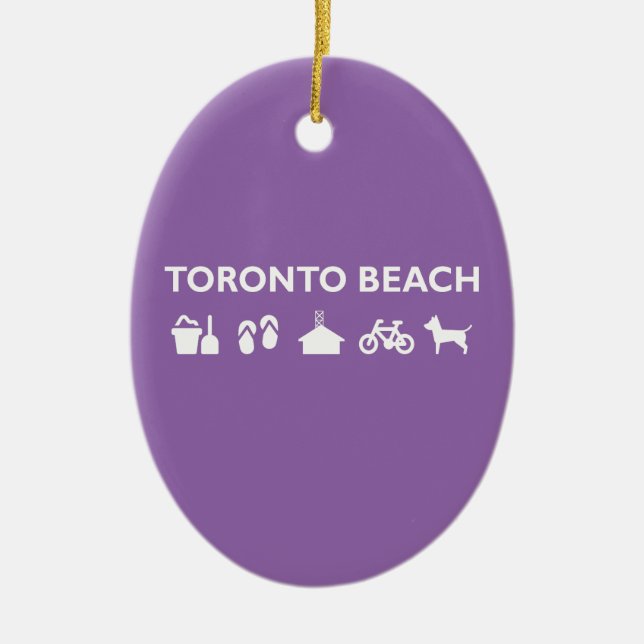 Toronto Beach Icons Monotone Dark Ceramic Tree Decoration (Front)