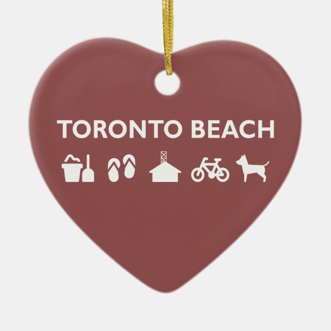 Toronto Beach Icons Monotone Dark Ceramic Tree Decoration (Front)