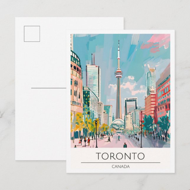 Toronto Canada Art Illustration Travel Postcard (Front/Back)