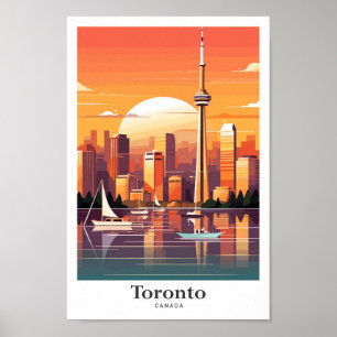 Toronto Canada Art Vintage Travel Illustration Poster