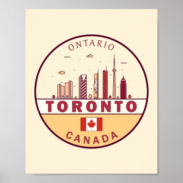 Toronto Canada City Skyline Emblem Poster (Front)