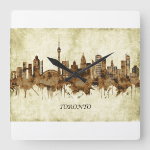 Toronto Canada Cityscape Square Wall Clock