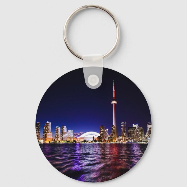 Toronto, Canada Night Skyline Key Ring (Front)