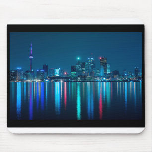 Toronto Canada Nightime Skyline over Water Colored Mouse Pad