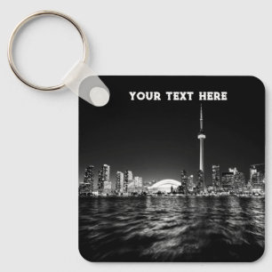 Toronto Canada Ontario Black White Vintage Key Ring