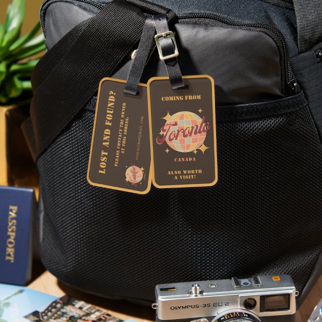 Toronto Canada Retro Vintage Travel Luggage Tag (Creator Uploaded)