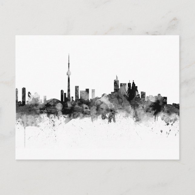 Toronto Canada Skyline Black White Postcard (Front)