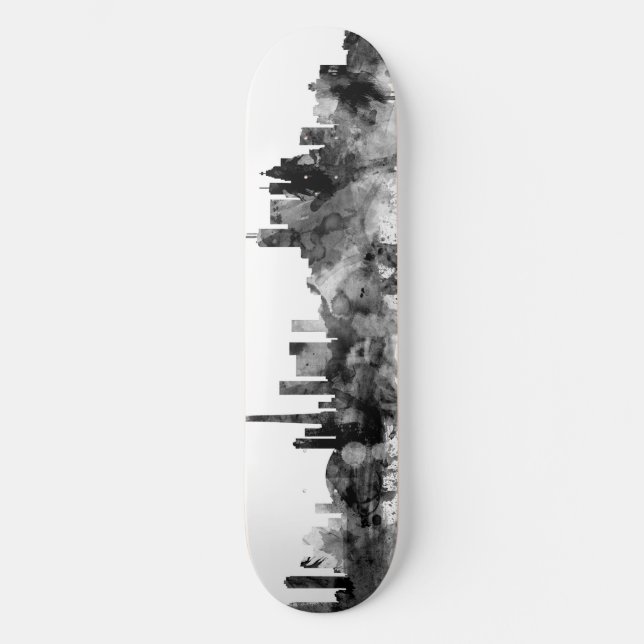 Toronto Canada Skyline Black White Skateboard (Front)