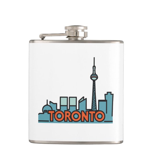 Toronto Canada Skyline Hip Flask (Front)