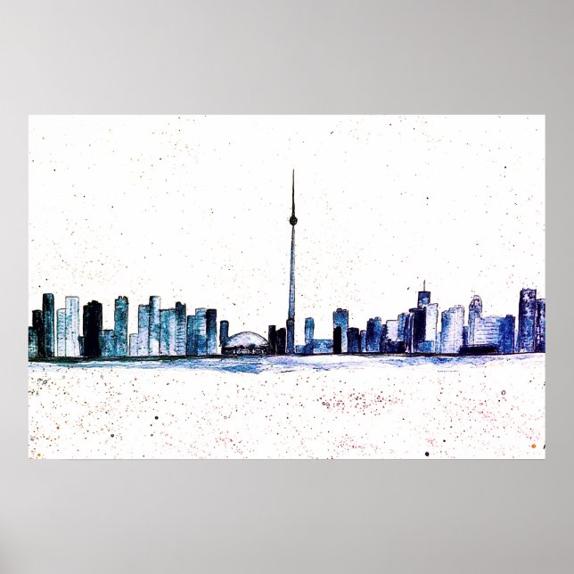 Toronto Canada Skyline Vintage CN Tower Poster (Front)