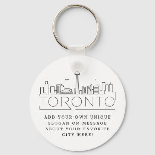 Toronto, Canada Stylized Skyline   Custom Slogan Key Ring