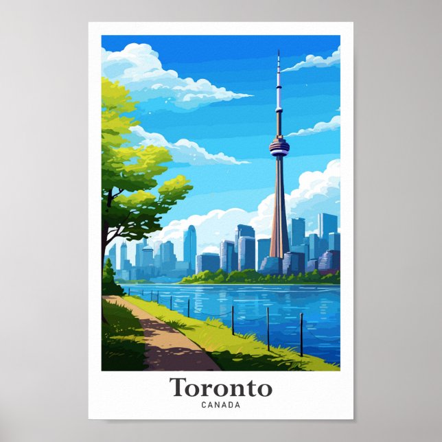 Toronto Canada Travel Vintage Illustration Poster (Front)
