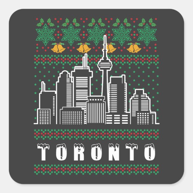 Toronto Canada Ugly Christmas Square Sticker (Front)