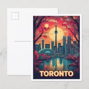 Toronto Canada Vintage Art Travel Illustration Postcard